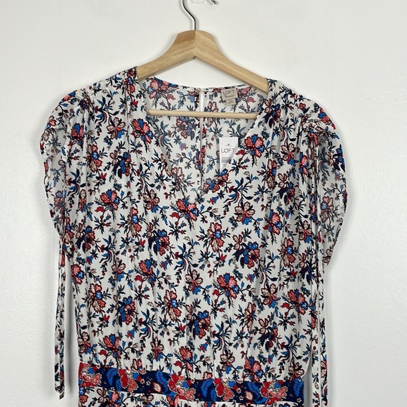 Loft Beach short cap drawstring sleeve V neck elastic waist floral jumpsuit XXS - Picture 5 of 11